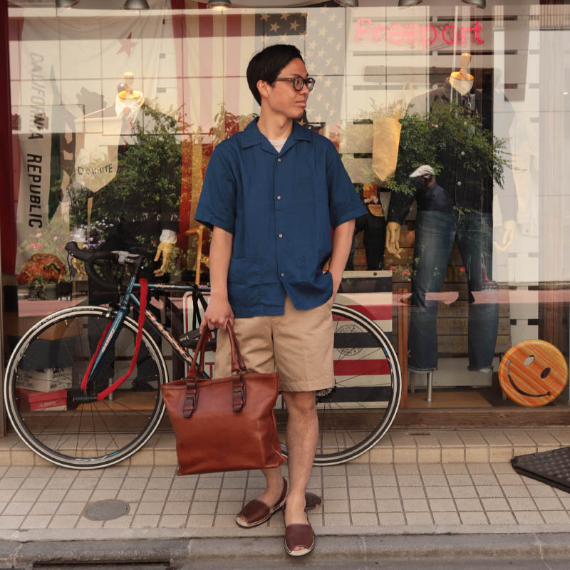 WORKERS/ワーカーズ Open Collar Shirt IndigoLinenの通販｜Freeport